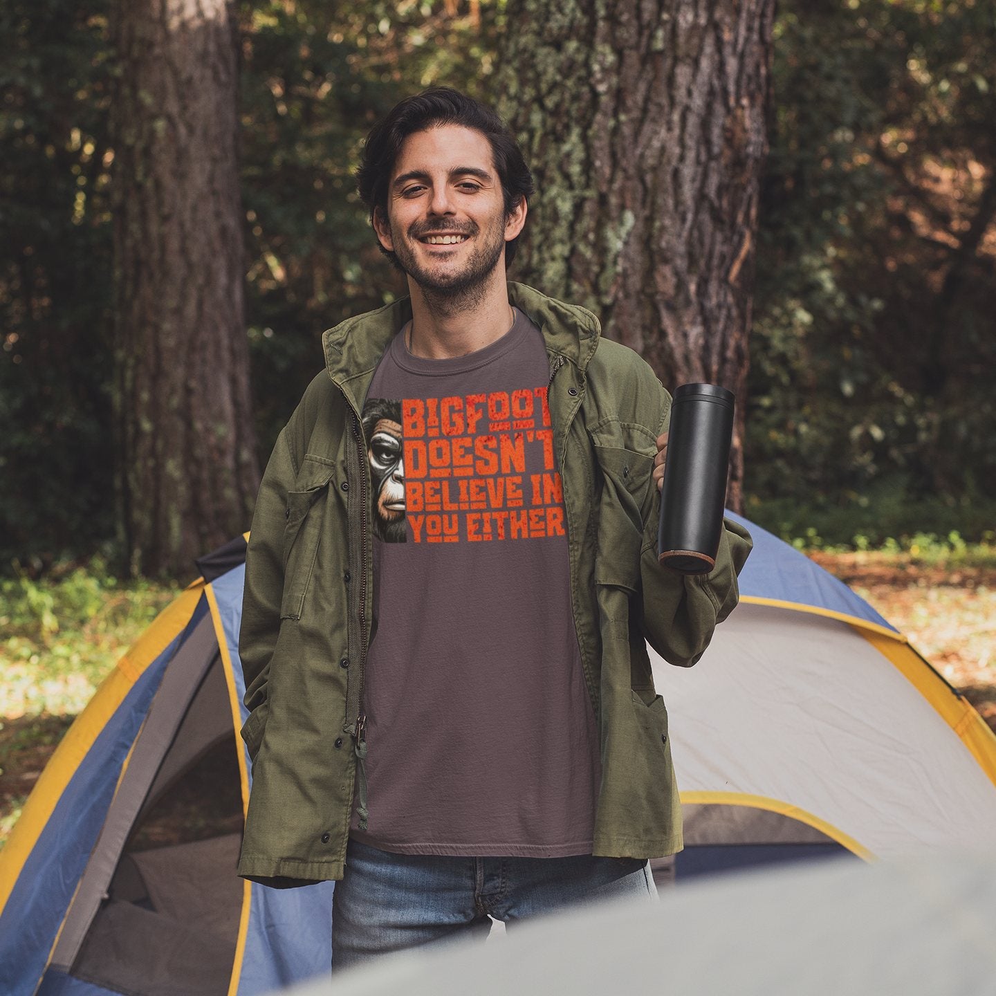 Bigfoot Doesn’t Believe in You Either T-Shirt – Funny Sasquatch Tee