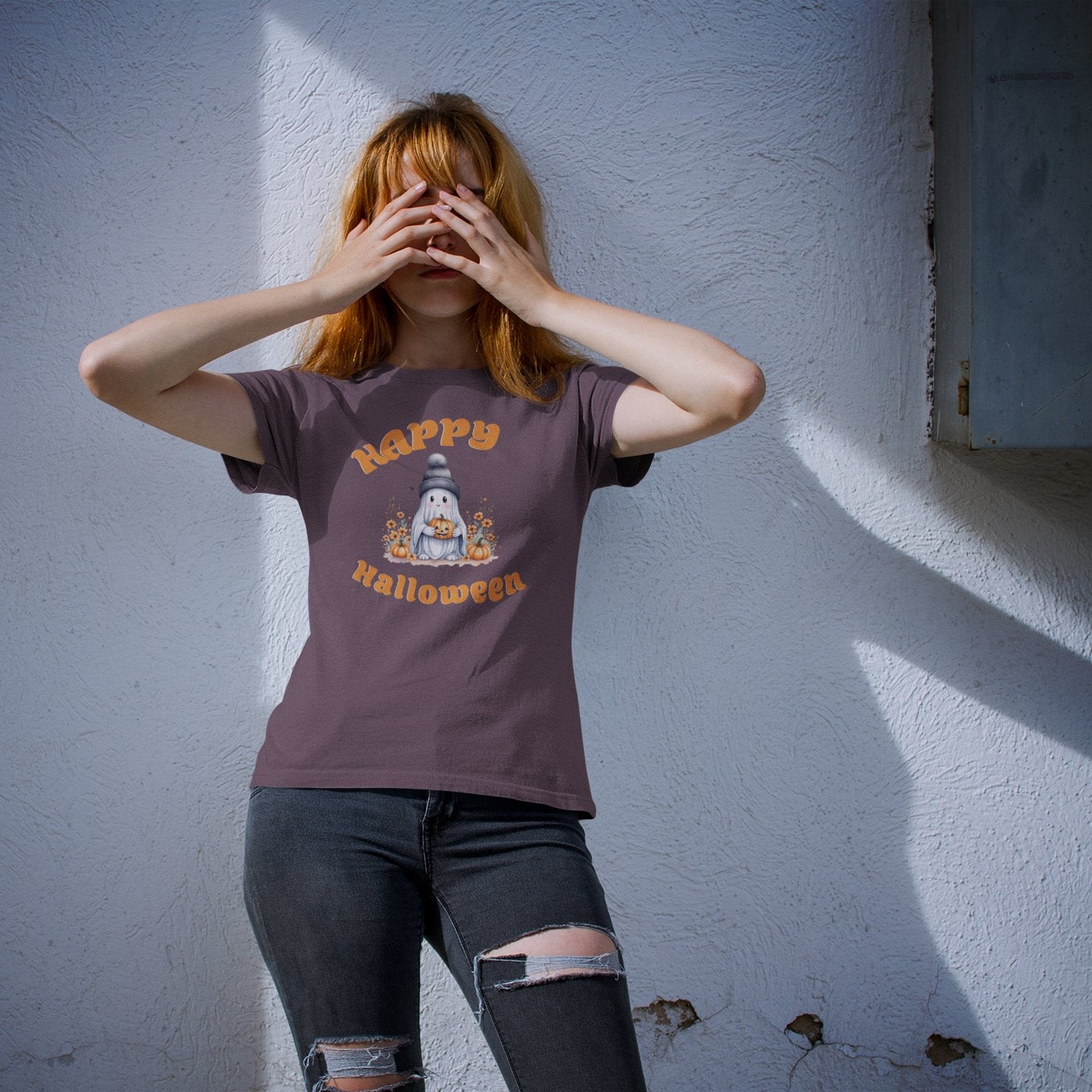 Cute Ghost Happy Halloween T-Shirt - Spooky & Adorable!