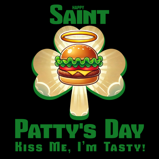Saint Patty’s Day Funny Burger T-Shirt – Kiss Me, I’m Tasty!