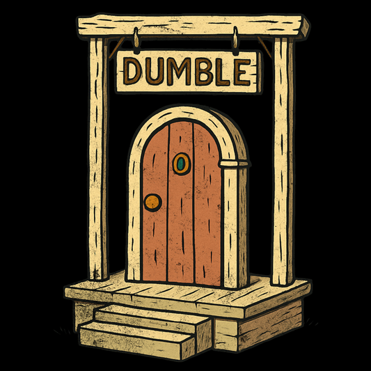 Dumble Door Funny Pun Tee – Wizard Humor Shirt with Wooden Door Graphic
