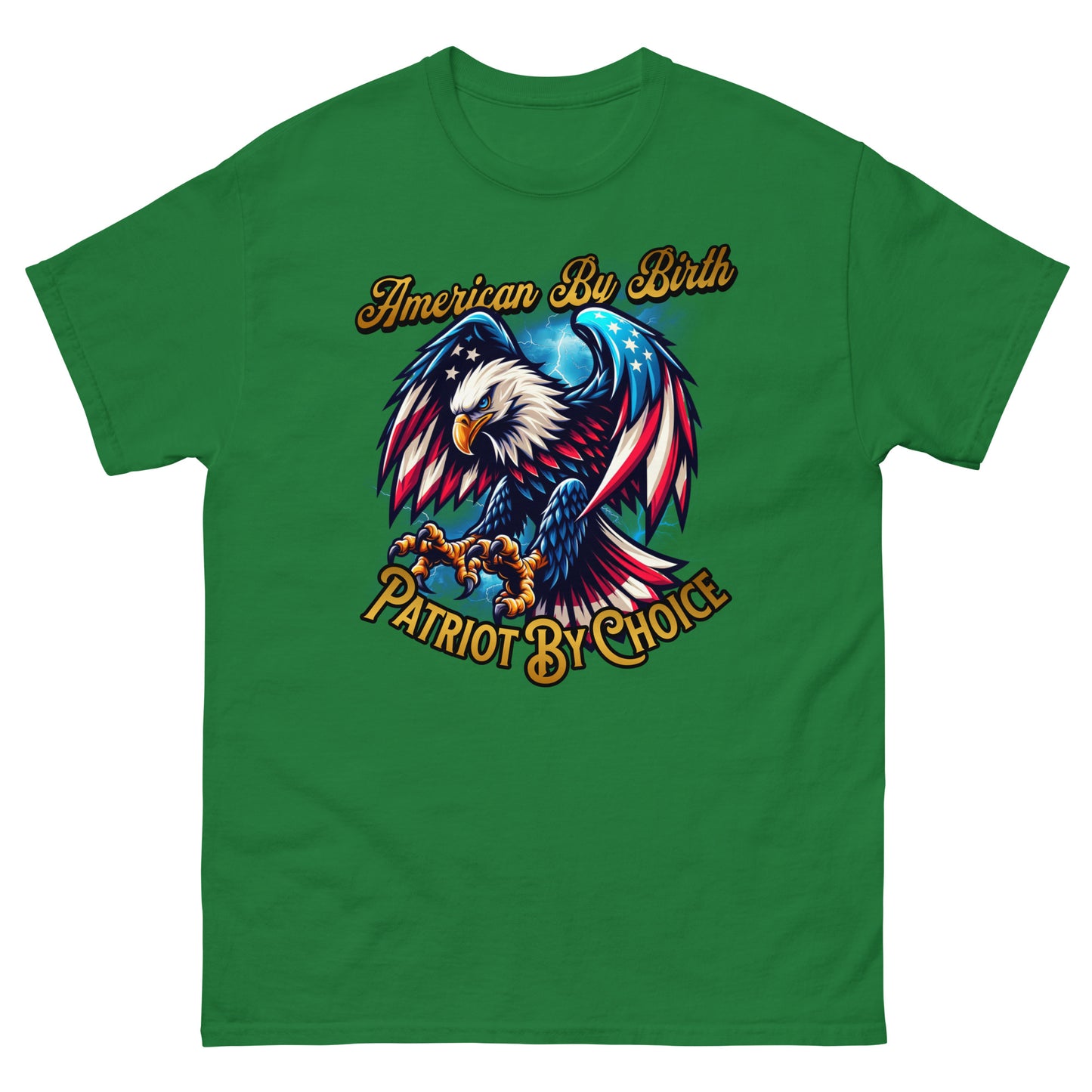 Turf green graphic tee with bald eagle and pro-America slogan for proud patriots