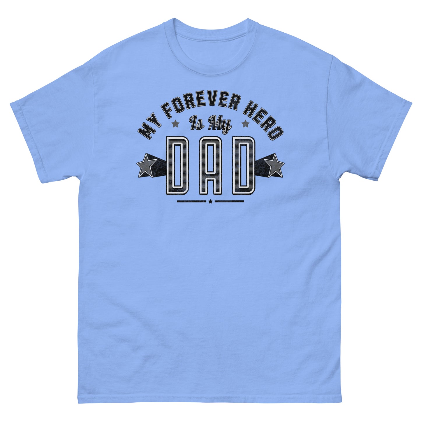 Carolina blue emotional dad gift shirt with proud typography and vintage stars