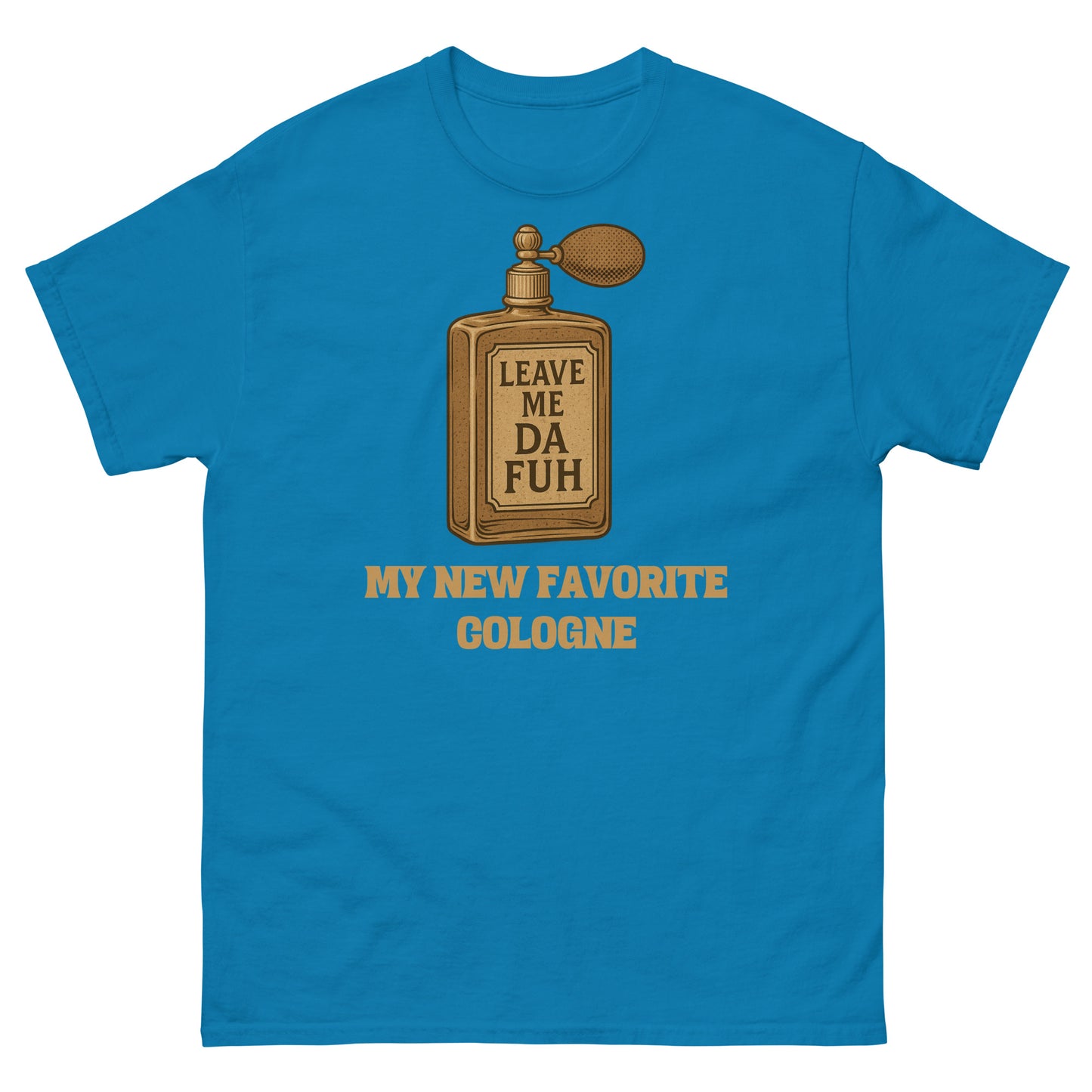 Sapphire t-shirt with funny introvert quote styled like a vintage cologne ad