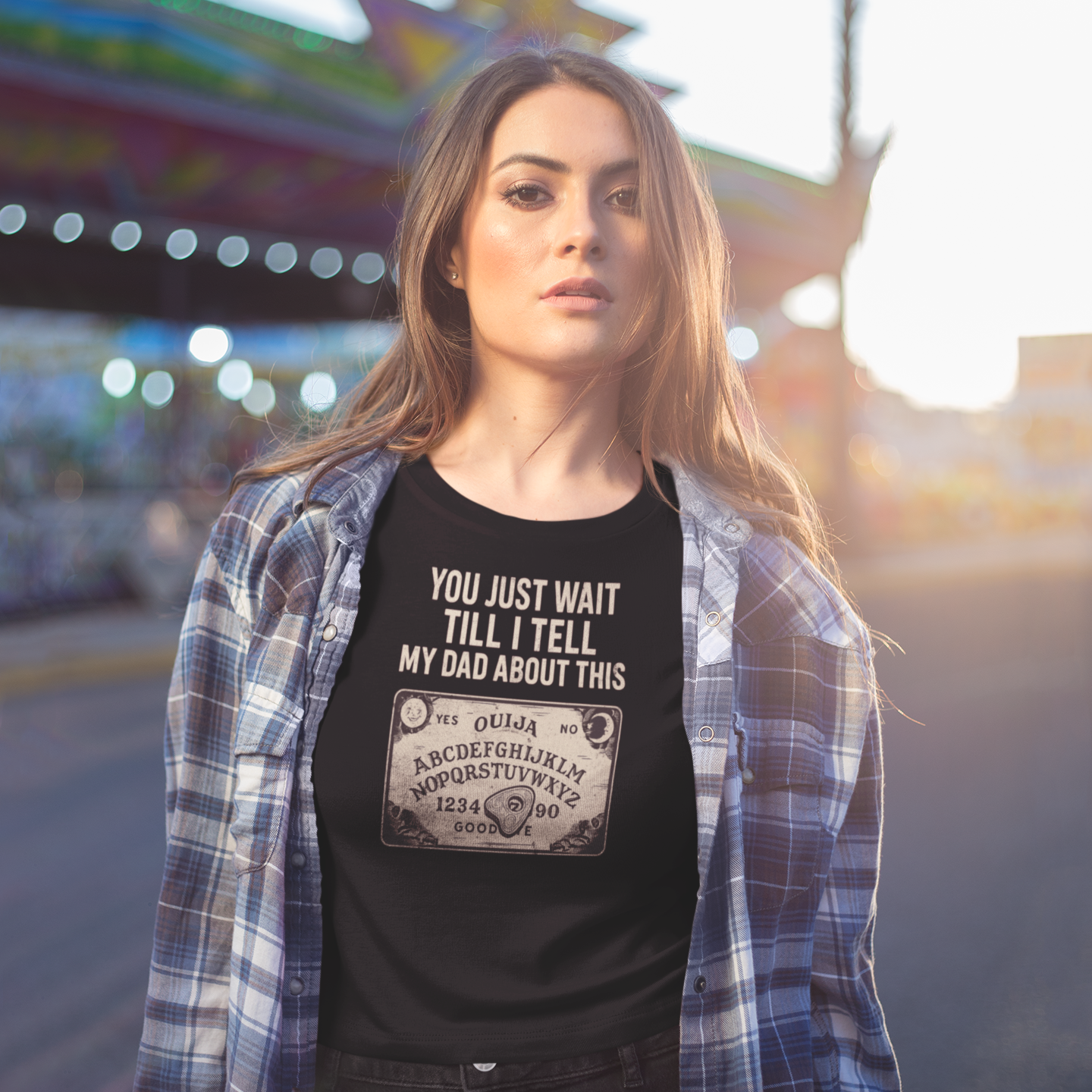 You Just Wait Till I Tell My Dad About This – Funny Speak To The Dead Board Tee for Spooky Sass