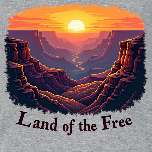 Land of the Free – Canyon Sunrise Patriotic T-Shirt | Vintage National Park Nature Tee