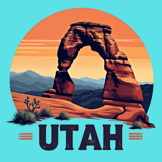 Retro Utah National Park Shirt – Delicate Arch Desert Sunset Tee