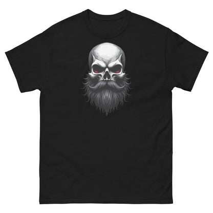 Black shirt with gothic skull and beard design, perfect for tattooed or biker bearded men