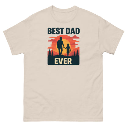 Natural cotton t-shirt with heartfelt Best Dad Ever sunset print and bonding theme

