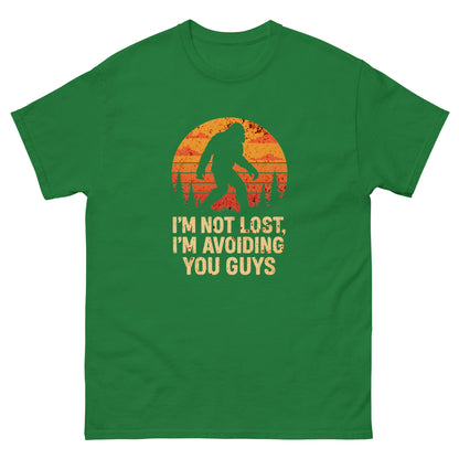 Turf green cryptid humor shirt with bigfoot silhouette and funny nature quote