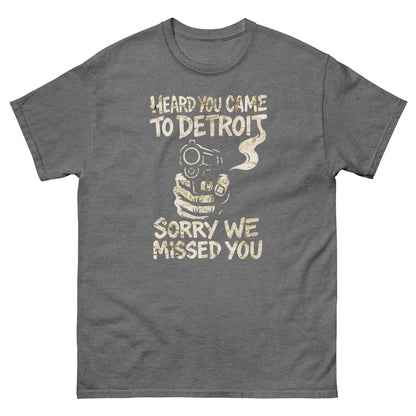 Graphite heather Detroit graphic tee with bold city statement and clean finish