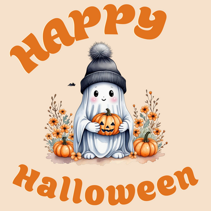 Cute Ghost Happy Halloween T-Shirt - Spooky & Adorable!