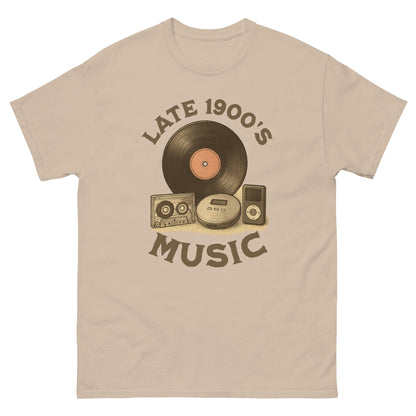 Sand colored vintage tech shirt for 90s kids, music historians, and analog lovers