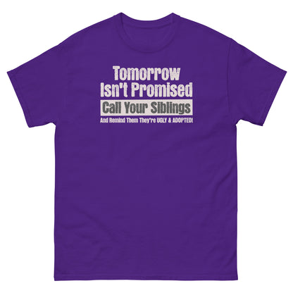 Purple prank gift tee with sarcastic message for brothers and sisters